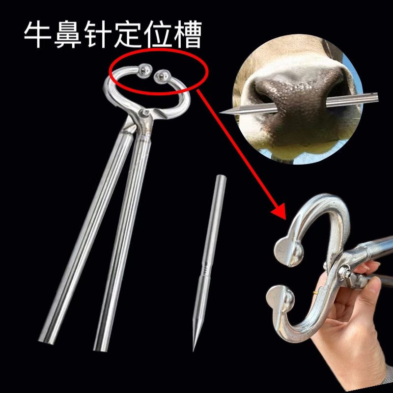 穿牛鼻孔钳子两件套长柄不锈钢牛鼻夹子抓牛牵引扣养牛设备牛鼻针,淘宝优惠券,粉丝福利购,淘宝优惠卷