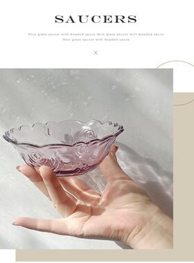 水晶玻璃水果碗复古刻花纹ins风甜品碗水晶玻璃碗燕麦水果雪糕冰