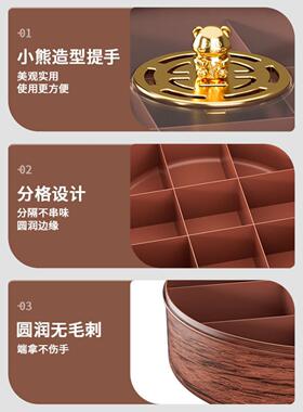 2026新款仿木九宫格糖果盒客厅茶几家用水果盘干果盘零食盘平安