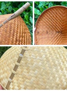 竹编锅盖特色菜罩子甲鱼盖子网红餐厅上桌盖子砂锅竹盖草帽盖装饰