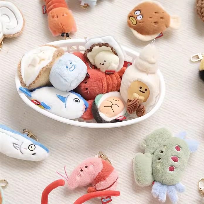 网红可爱海洋玩偶龙虾鲍鱼多宝鱼毛绒玩具公仔小挂件包挂饰钥匙扣,淘宝优惠券,粉丝福利购,淘宝优惠卷