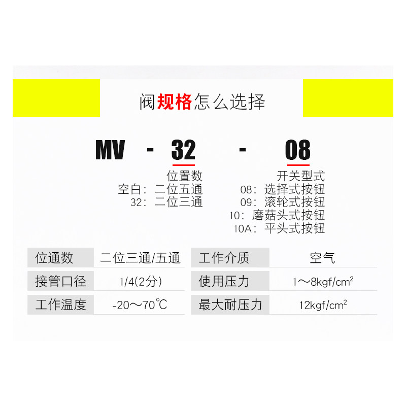 气动按钮开关MV-08二位五通机械阀10-1手动控制阀09气缸换向阀10A,淘宝优惠券,粉丝福利购,淘宝优惠卷