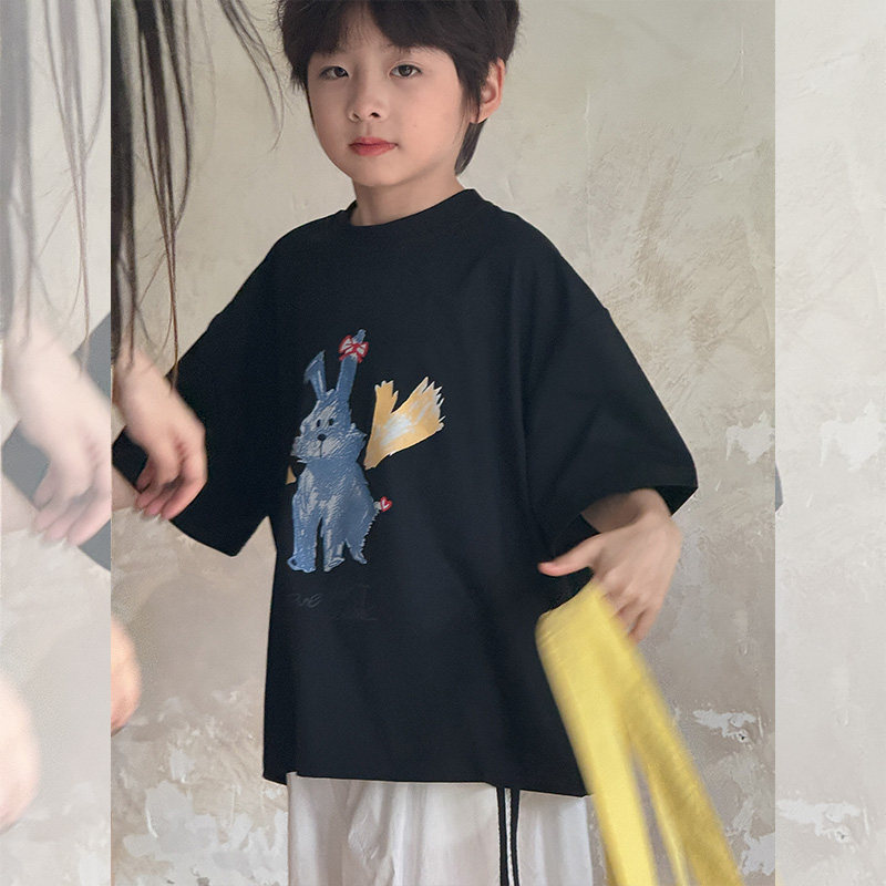 虾酱麻麻男童短袖t恤夏装2025新款上衣洋气卡通印花儿童半袖体恤,淘宝优惠券,粉丝福利购,淘宝优惠卷