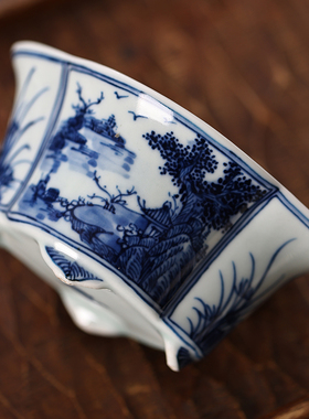 青花瓷陶瓷手绘山水墨蝶笔舔笔搁