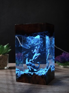 跨境Resin Lamp Anime蜘蛛侠 VS毒液树脂灯给朋友的小夜灯摆件