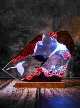 跨境Decorative resin lamp树脂灯黑龙和白龙喷火桌面装饰树脂灯