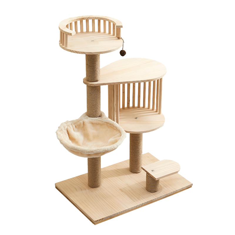 小型猫爬架实木猫架猫窝猫爬架一体太空舱自制多层猫跳台猫咪玩具 - 图3