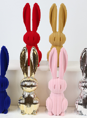 奶油风兔子摆件客厅玄关电视柜