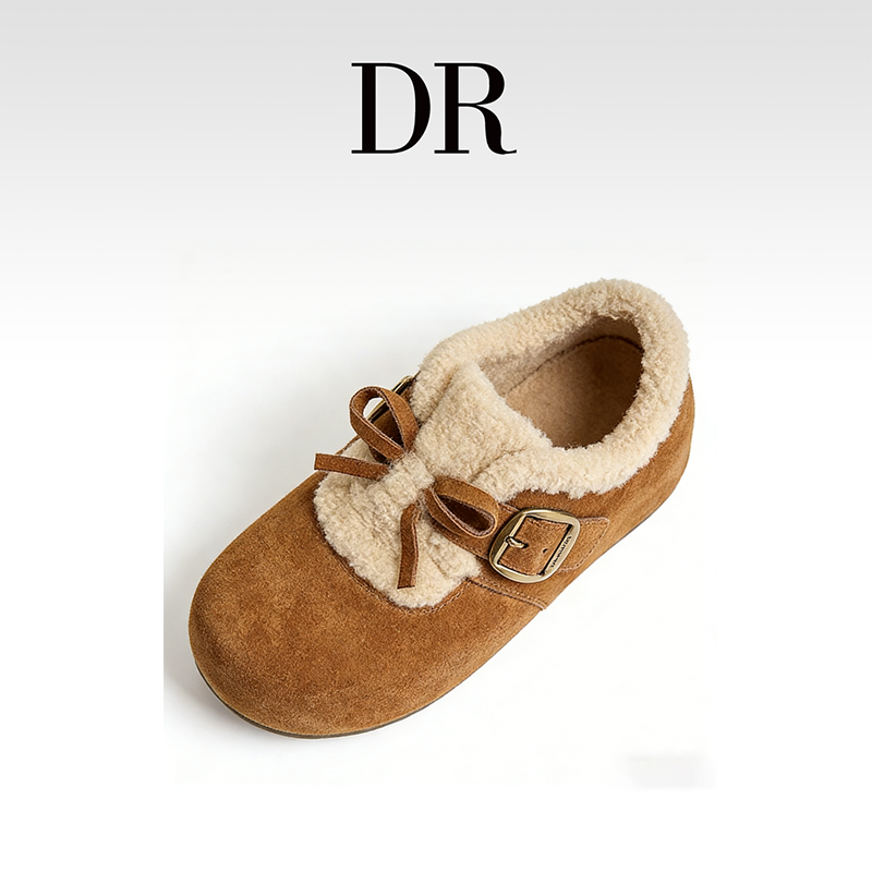 DR官方正品2025年冬季单鞋休闲搭扣低跟浅口平底青年圆头时尚舒适,淘宝优惠券,粉丝福利购,淘宝优惠卷