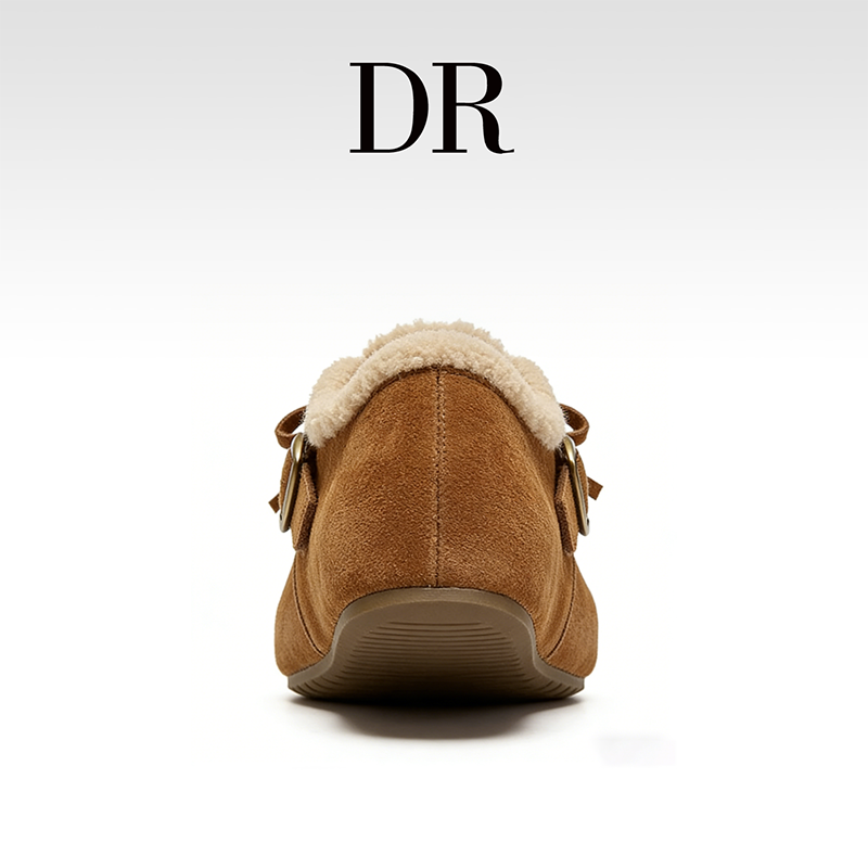 DR官方正品2025年冬季加绒圆头休闲搭扣低跟浅口平底青年舒适鞋,淘宝优惠券,粉丝福利购,淘宝优惠卷
