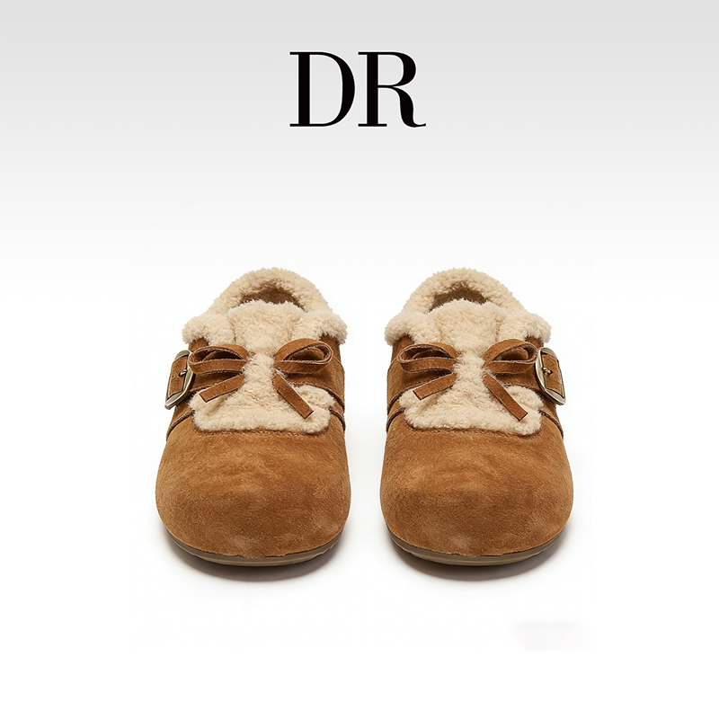 DR官方正品2025年冬季加绒软底勃肯鞋纯色平底鞋圆头舒适鞋青年,淘宝优惠券,粉丝福利购,淘宝优惠卷