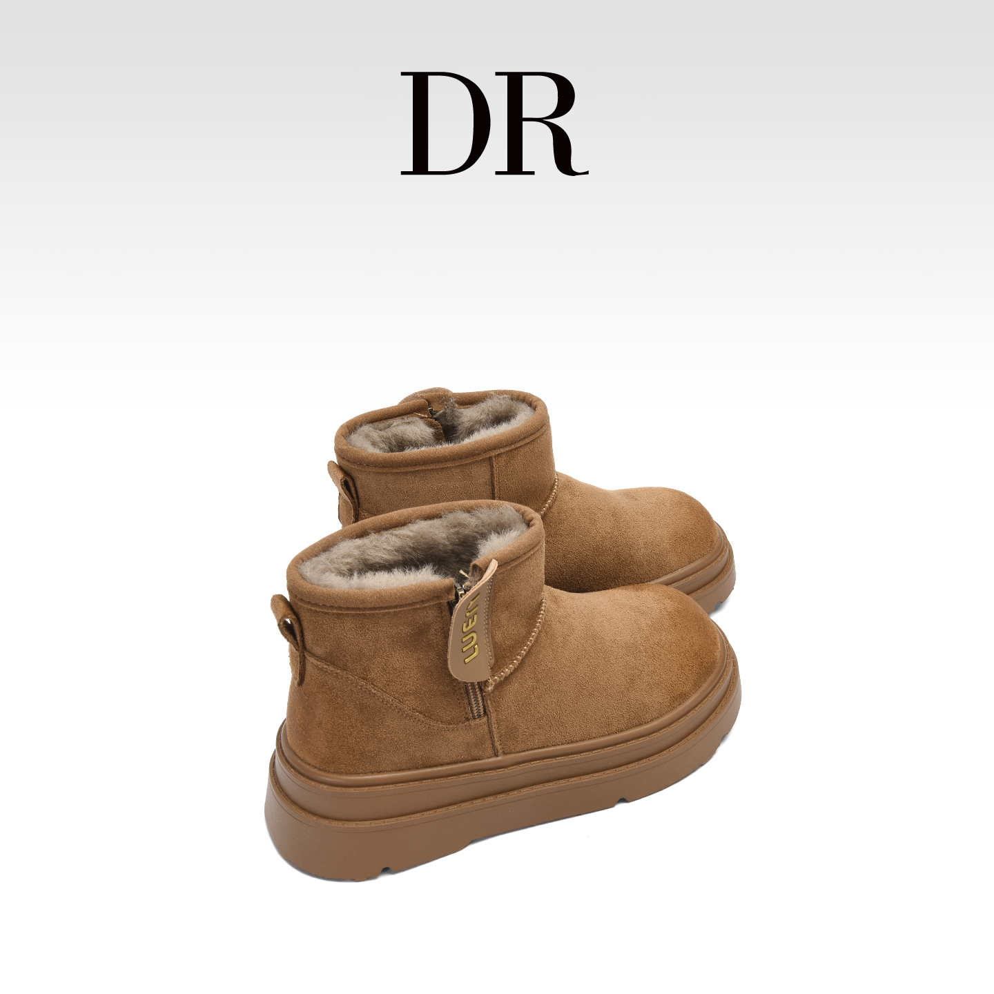 DR官方正品真皮厚底加绒保暖雪地靴女2025冬增高防滑加厚东北棉鞋 - 图1