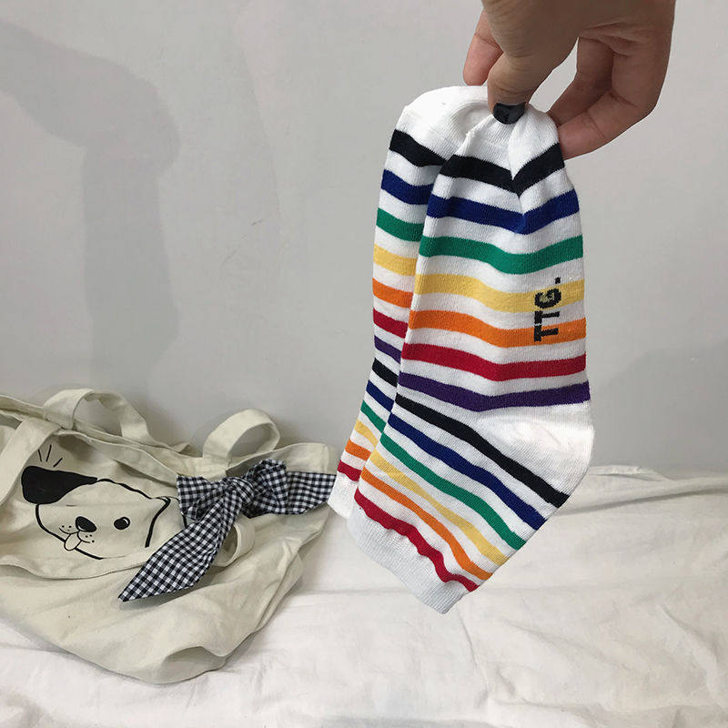 可爱休闲夏天网红潮韩系条纹中筒袜 希贝莎短袜/打底袜/丝袜/美腿袜