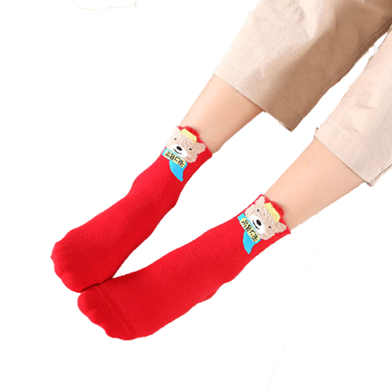 舒适休闲秋冬款红色卡通女棉袜子 希贝莎短袜/打底袜/丝袜/美腿袜