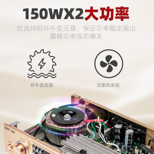 先科 AV-208功放机大功率专业放大器家用KTV蓝牙功放音响HIFI音质 - 图3