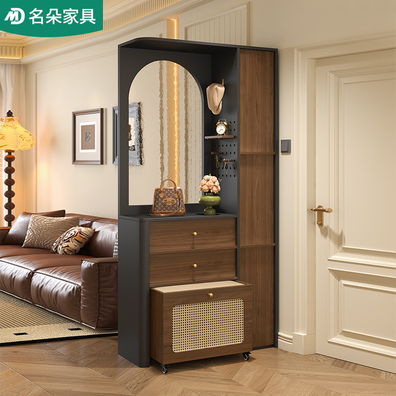 实木中古风入户门厅柜玄关柜客厅洞洞板屏风隔断一体柜可定制5W59,淘宝优惠券,粉丝福利购,淘宝优惠卷