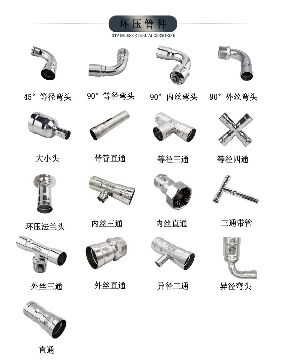 304不锈钢环压管件等径三通薄壁卫生级饮用水压接水管接头配件-图0