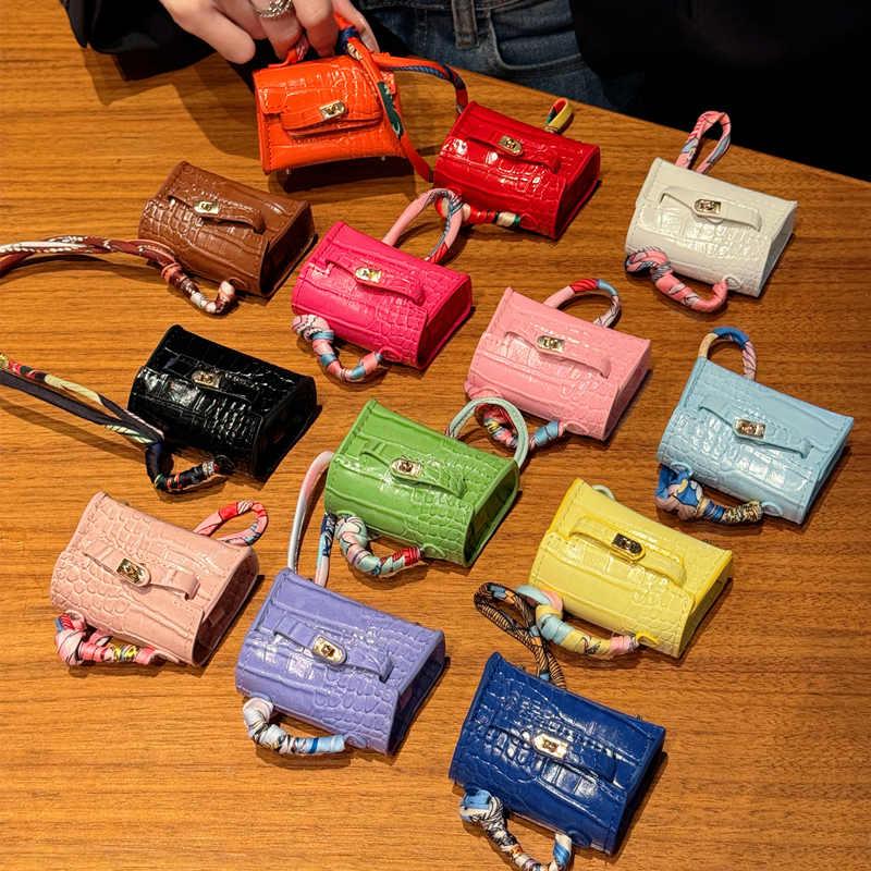 凯莉包包适用苹果 AirPods 4保护套airpodsPro2/3代苹果无线蓝牙耳机套AirPods3鳄鱼纹皮革网红个性创意挂件 - 图0