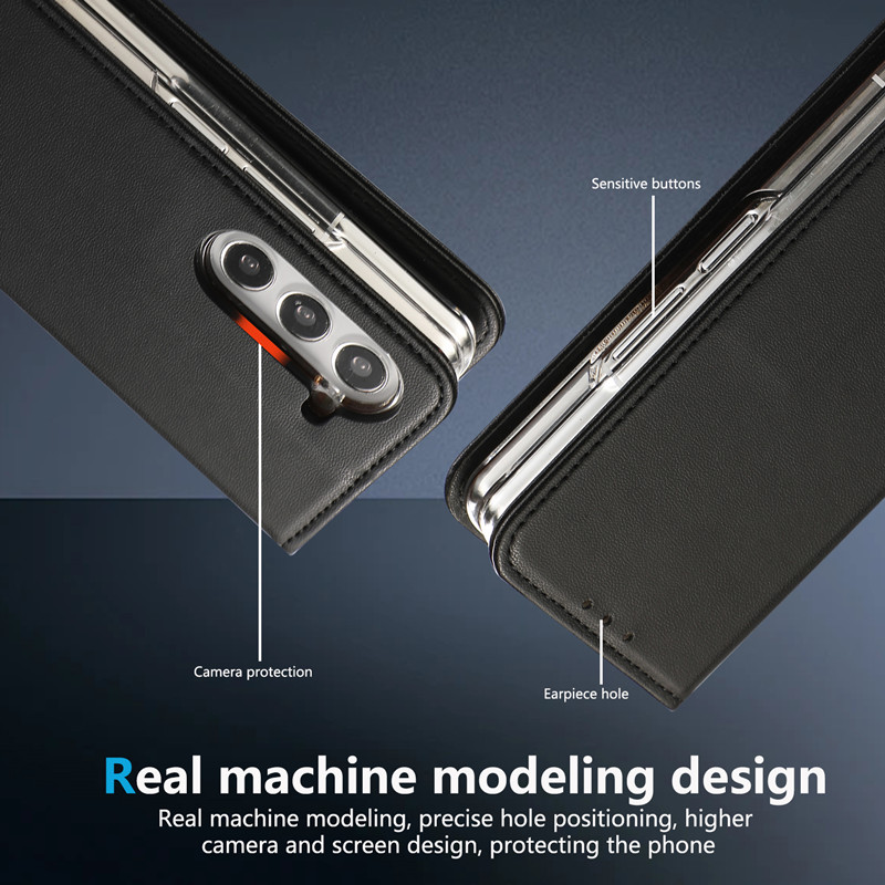 一体折叠支架翻盖附吸适用三星zfold6手机壳新品fold7保护套素皮zfold5折叠屏皮套创意高档插卡零钱商务外壳