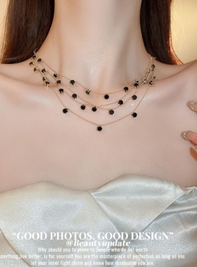 高级感多层彩色锆石项链欧美2026新款轻奢锁骨链小众时尚夏季饰品