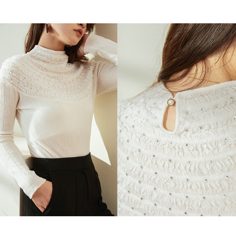 半高领秋冬2020新款蕾丝羊毛针织衫 裙踪魅影毛针织衫