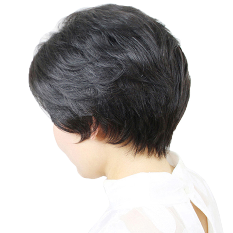 中老年假发女短发蓬松短卷发真发妈妈真头发化疗后光头专用全头套 - 图1