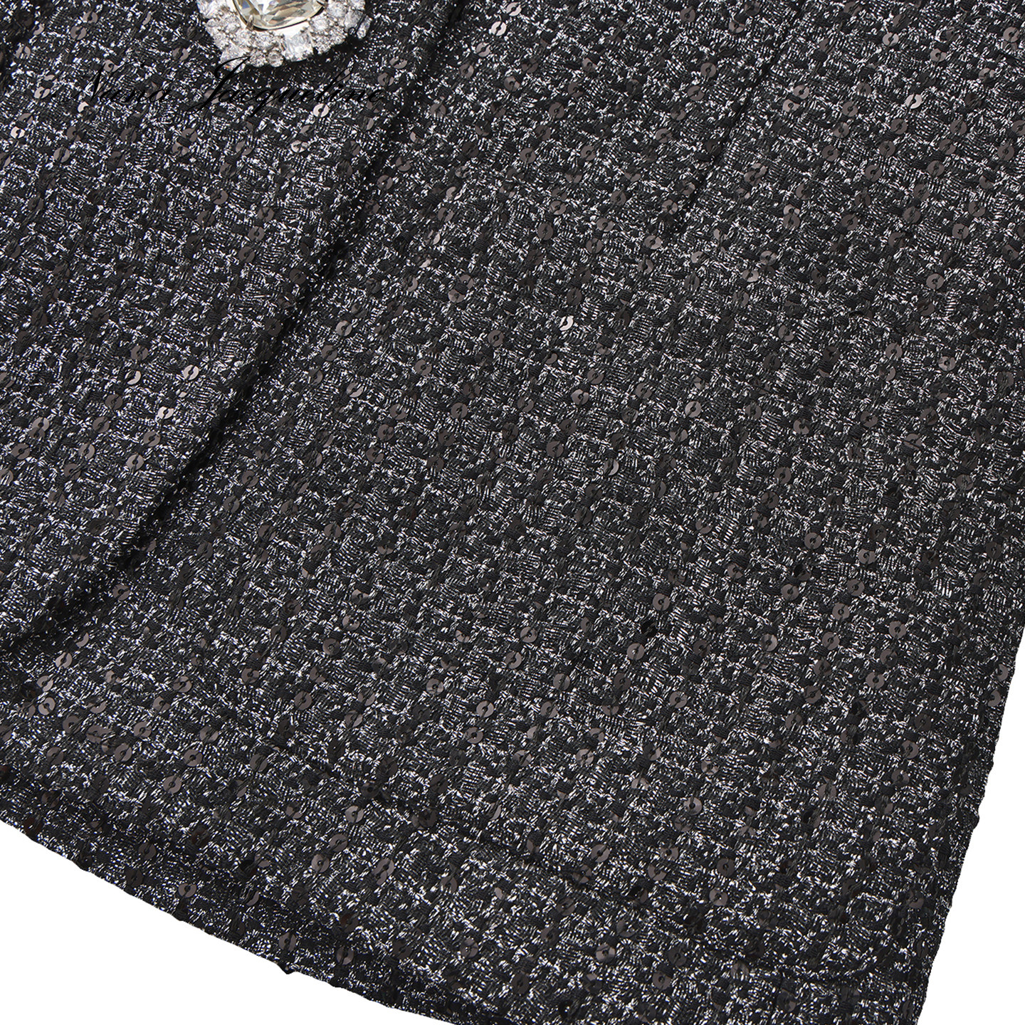 NanaJacqueline丝绒翻领拼接编织亮片外套女冬新款钻扣小香风西装,淘宝优惠券,粉丝福利购,淘宝优惠卷