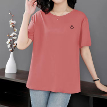 Short Sleeve T-Shirt Woman Loose Pure Cotton 2023 New Summer Dress Big Code Womens Middle-aged Mom Foreign Air Compassionate Blouse