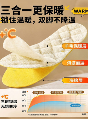 真羊毛保暖鞋垫加绒加厚羊毛毡