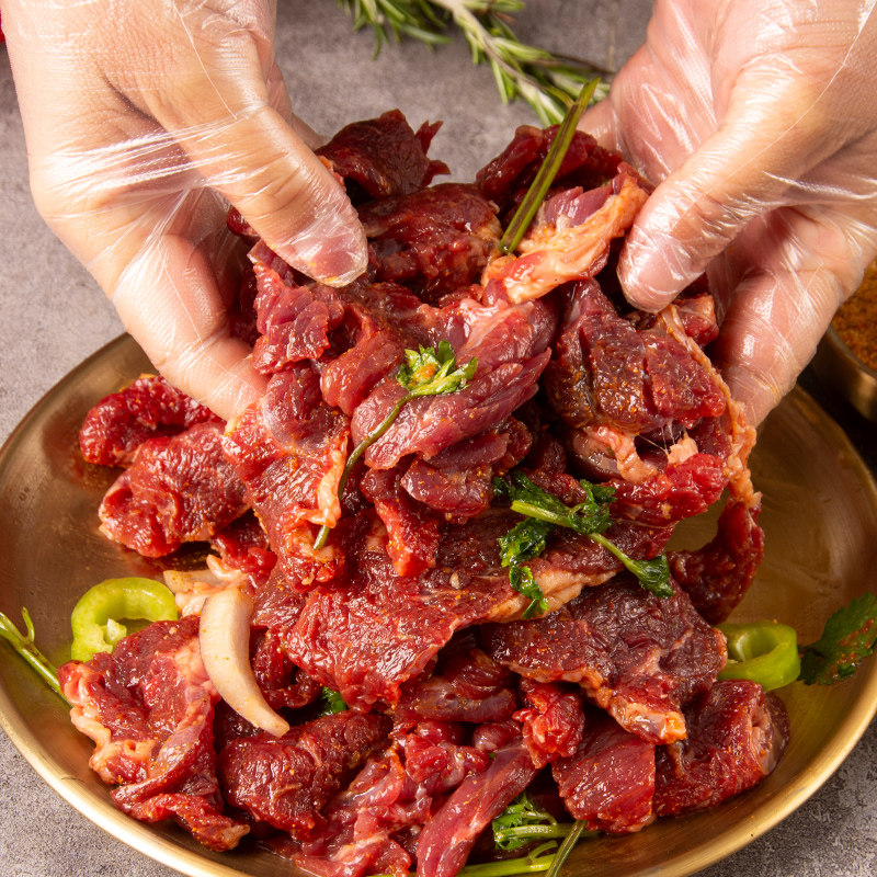 齐齐哈尔新鲜牛肉东北传统烤肉烧烤店拌肉家庭套餐食材半成品,淘宝优惠券,粉丝福利购,淘宝优惠卷