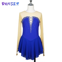 Figure Skating Performance Clothing Girls Ice Ice Clothing Customised Children Adult Competition Examination Dresses Dresses Bao Blue Long Sleeve Drill