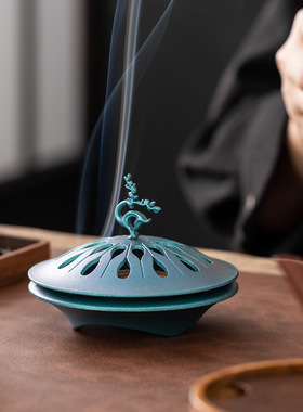 禅意香熏炉吉祥鹿盘家用