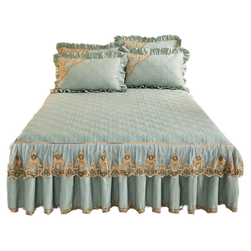 全棉床裙三件套夹棉加厚纯棉床罩单件欧式蕾丝防护床套1.5m1.8米2,淘宝优惠券,粉丝福利购,淘宝优惠卷