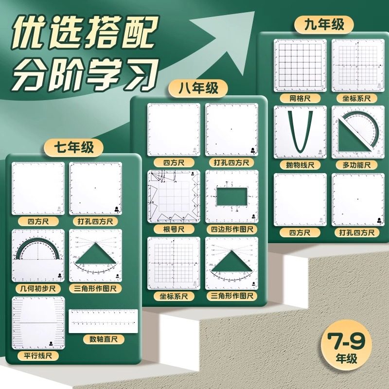 威震四方格尺多功能数学推理演算解题分析可擦写动点几何函数初高中生坐标系考试抛物线绘画计算尺学生量角器 - 图0