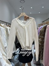 RE STYLE-Q KOREA EAST GATE 2023 WINTER NEW CASUAL V COLLAR FOREIGN AIR LONG SLEEVE KNITWEAR JERSEY WOMAN