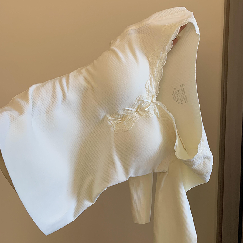 蚕丝羊绒保暖内衣女加绒加厚秋衣秋裤套装2025秋冬带胸垫修身上衣 - 图0