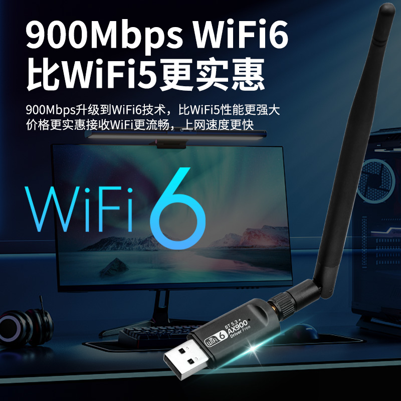 Fenvi免驱动USB无线网卡wifi6蓝牙5.3二合一AX900M台式机笔记本电脑wifi信号接收器-图0