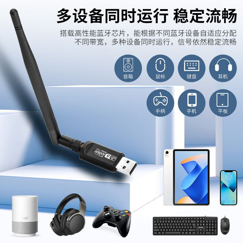 Fenvi免驱动USB无线网卡wifi6蓝牙5.3二合一AX900M台式机笔记本电脑wifi信号接收器-图1