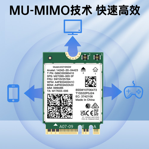 Fenvi AX210无线网卡WiFi6代蓝牙5.4笔记本M.2三频5374M内置千兆PCIE网卡AX200台式电脑蓝牙wifi热点接收器 - 图2