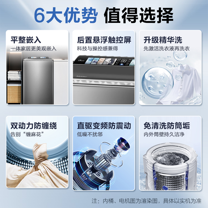 海尔洗衣机波轮10KG免清洗双动力全自动精华洗一级直驱变频MS578