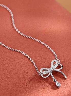 小众蝴蝶结锁骨链女夏颈显