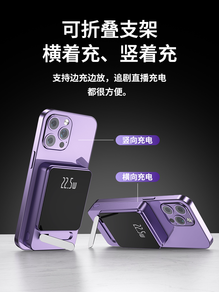 磁吸充电宝MagSafe无线快充10000毫安适用于iPhone14/13ProMax苹果12手机20WPD快充外接移动电源迷你超薄小巧-图1