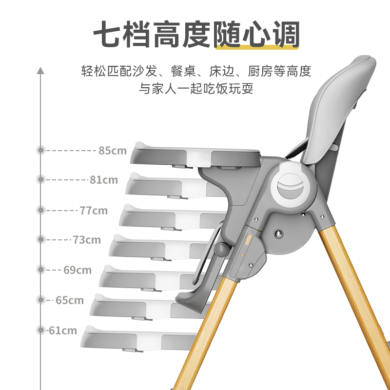 德国优乐博宝宝餐椅婴儿吃饭儿童椅可折叠简约可升降多功能学坐椅 - 图1