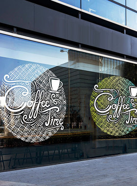 金色咖啡店元素COFFEE文字英文创意北欧咖啡馆艺术双面静电贴纸