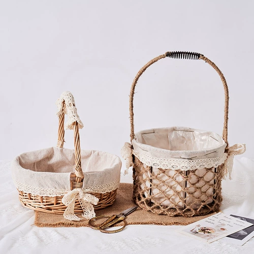 Корзина, портативный плетеный цветочный магазин, DIY, подарок на день рождения
