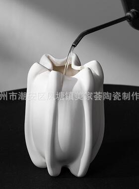 美家荟简中古陶瓷花瓶摆件in极s玄关客厅水培插花高级感软装饰品