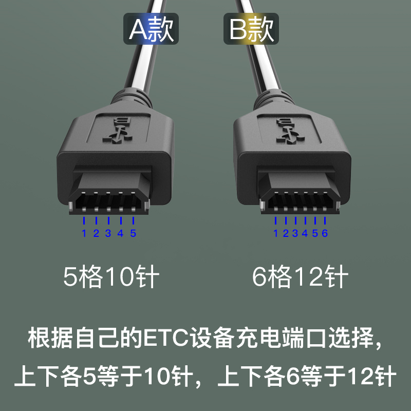 适用ETC充电器线专用汽车货车苏卡通浙江粤通卡金溢车载ETC数据线中国交通山东建行12针数据线供电万集科技 - 图1