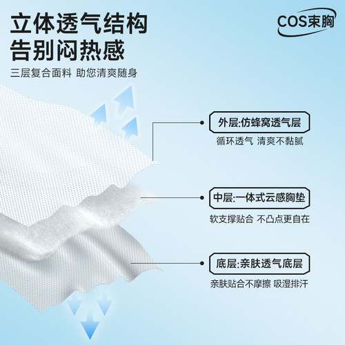 宝塔双开门垫肩束胸内衣蜂窝大胸显小透气直角肩二次元cos专用U领 - 图3
