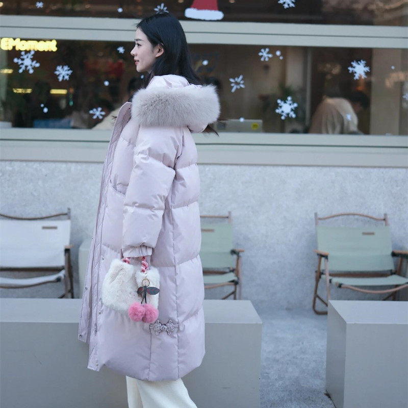 新中式大毛领羽绒棉服女冬季新款宽松过膝设计感小众长款炸街外套,淘宝优惠券,粉丝福利购,淘宝优惠卷