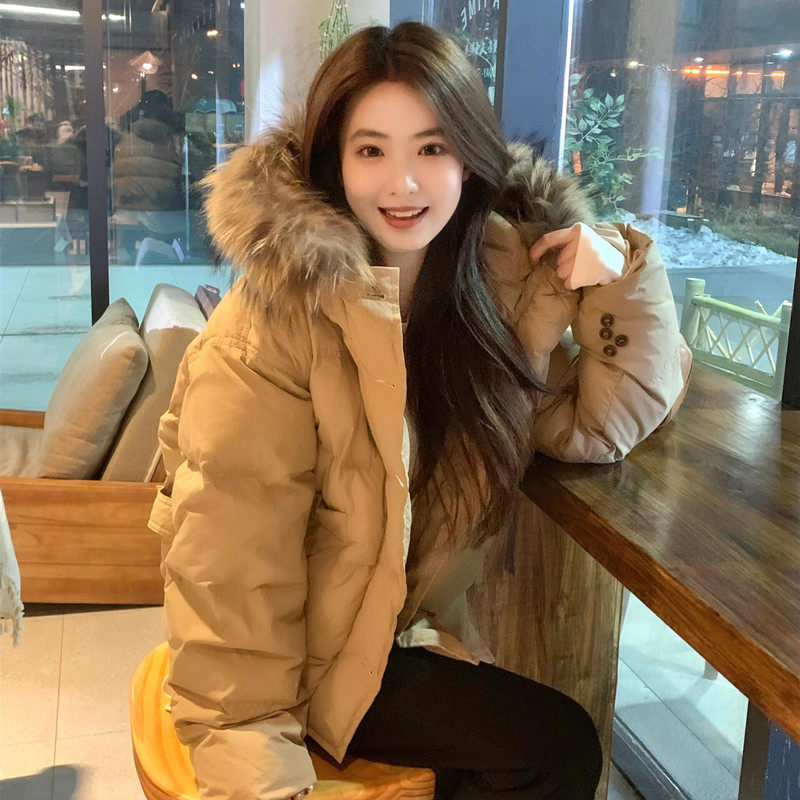 大毛领短款羽绒棉服女2025秋冬季新款设计感小个子加厚棉袄外套潮,淘宝优惠券,粉丝福利购,淘宝优惠卷